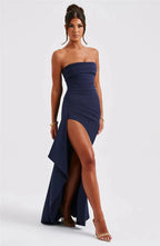 Women's Strapless Backless Long Dress with High Slit