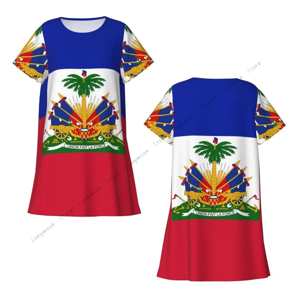 Summer Women Nightgown Flag Of Haiti