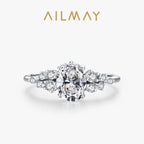 Ailmay Sterling Silver Oval Zirconia Ring for Women