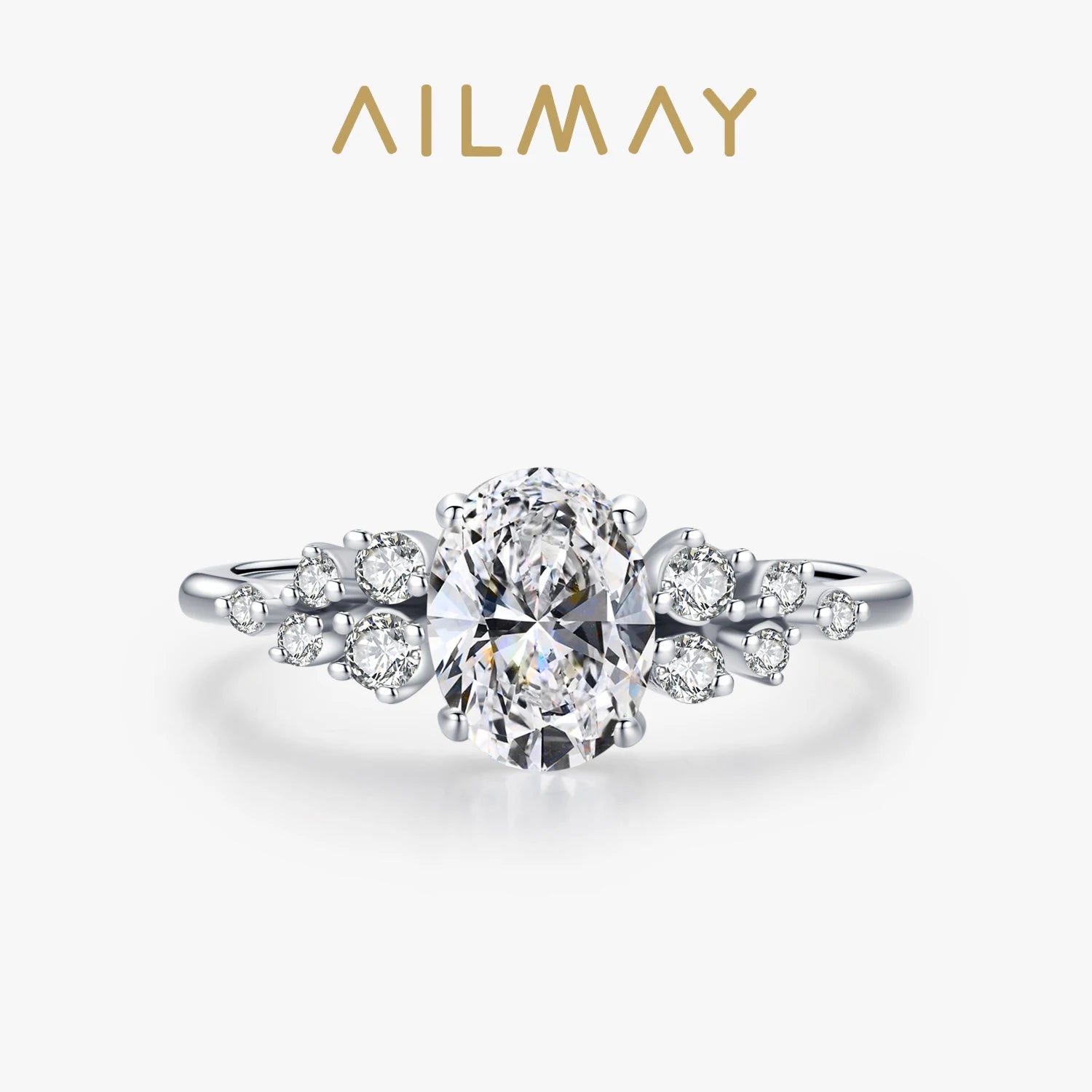 Ailmay Sterling Silver Oval Zirconia Ring for Women