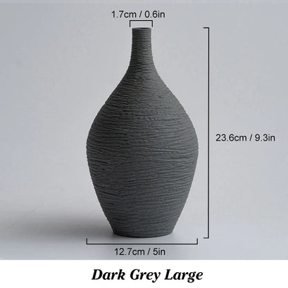 Nordic Ceramic Vase – Simple Narrow-Mouth Flower Pot for Home, Office & Living Room Decor