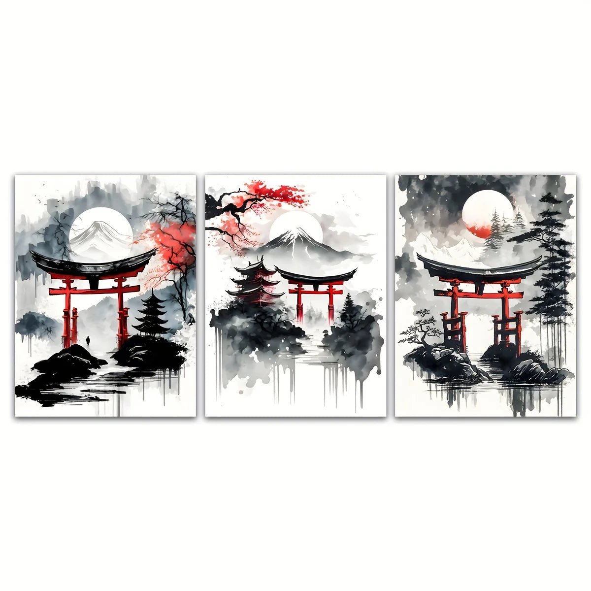 Black & Red Vintage Ink Art Posters for Living Room Decor