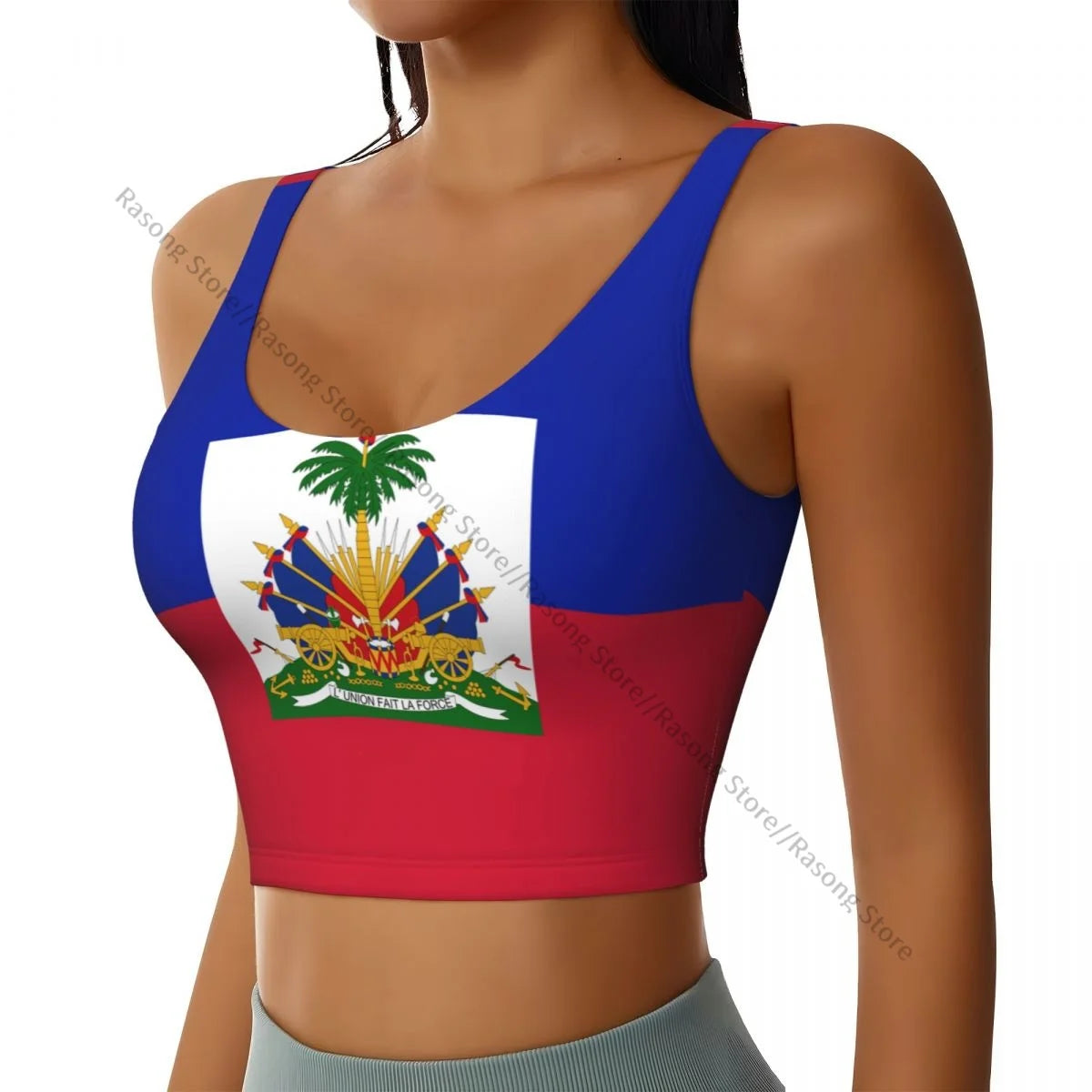Women’s Sexy Sports Vest – Haitian Flag Crop Top