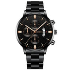 ⌚ Men’s  Stainless Steel Quartz Watch – Classic Business Style with Calendar Display