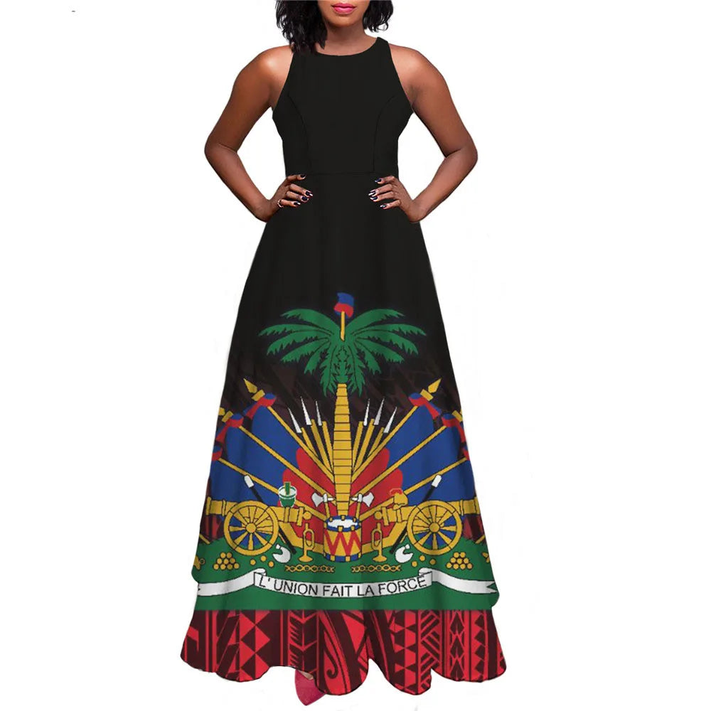 Luxury Women’s Haiti Flag Dress