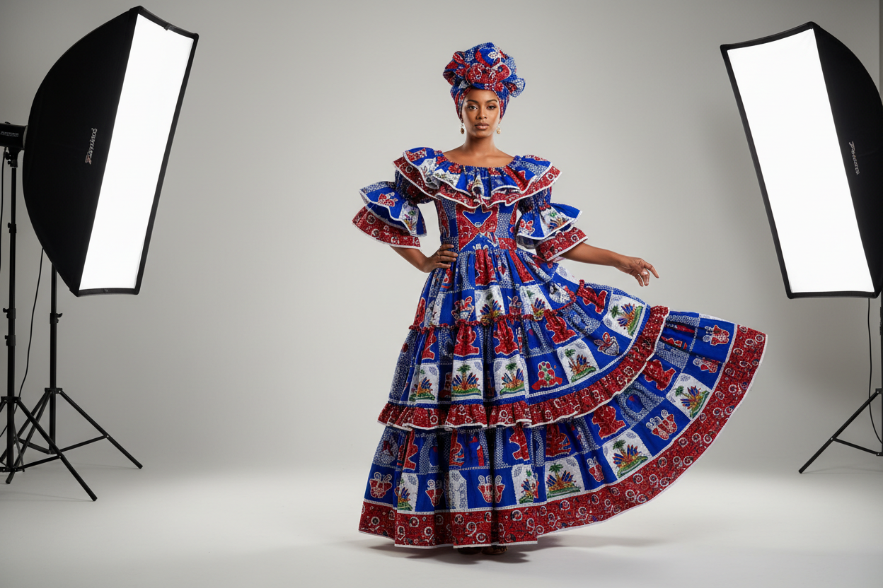 a haitian model wear hiaitian clothes