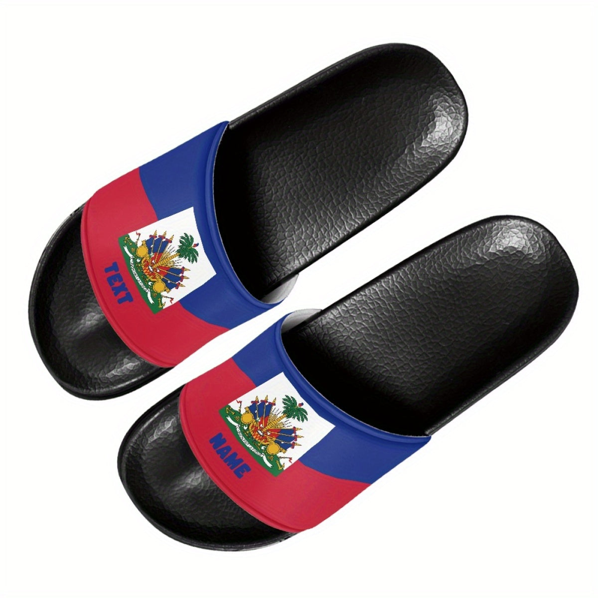 Haiti Flag Design Slippers, Casual Vacation Style