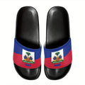 Haiti Flag Design Slippers, Casual Vacation Style