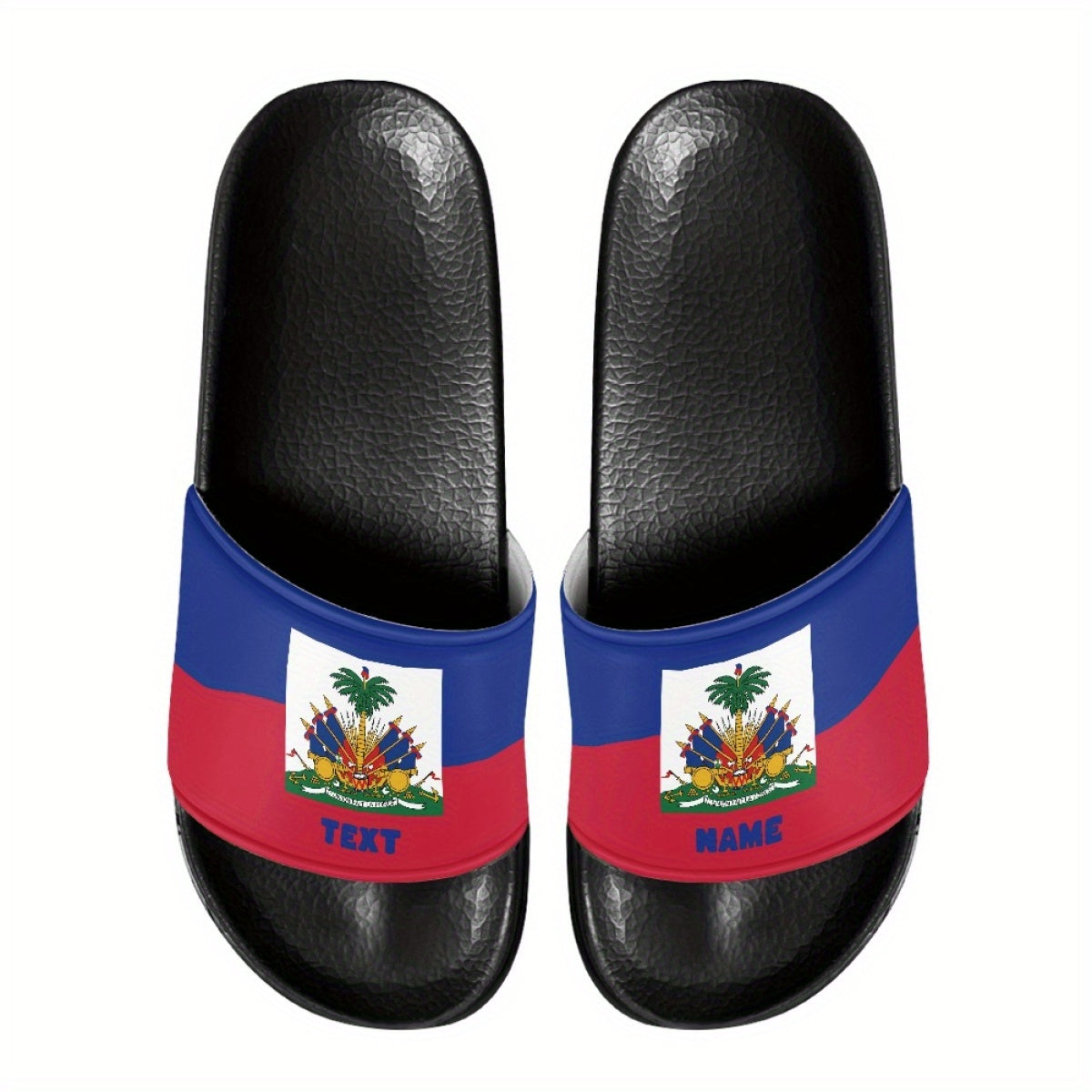 Haiti Flag Design Slippers, Casual Vacation Style