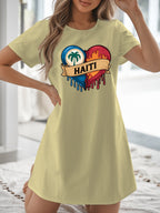 Women’s T-Shirt Dress  with Flag Heart Print