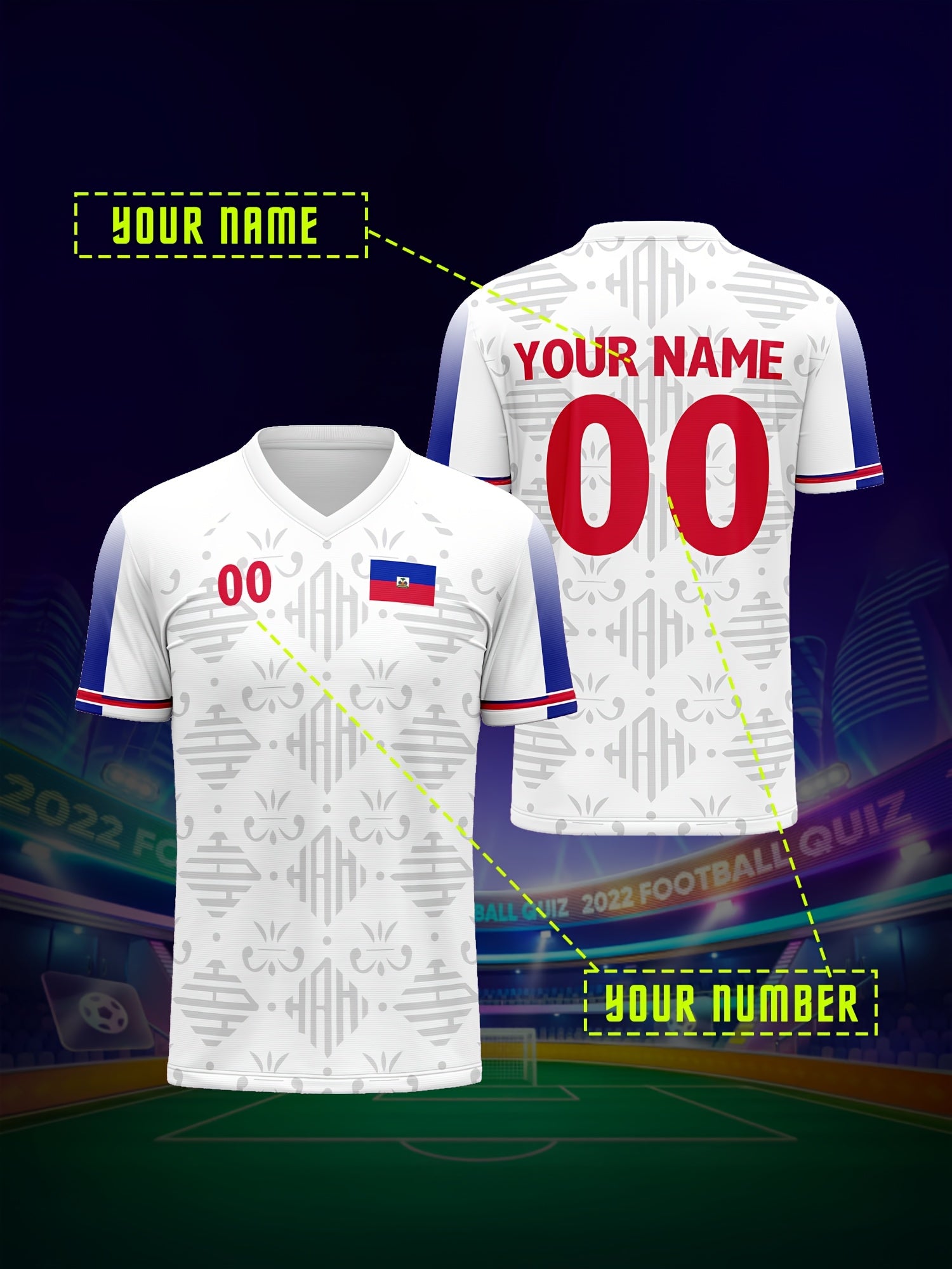 Haitian Football Jersey - Breathable & Comfortable Sports Shirt with Personalized Name
