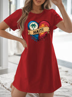 Women’s T-Shirt Dress  with Flag Heart Print