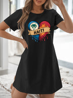 Women’s T-Shirt Dress  with Flag Heart Print