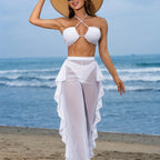 Sexy Black Mesh Bikini Set - 3-Piece Criss Cross Swimsuit for Women