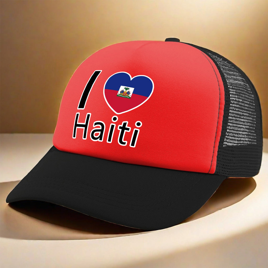 Show your pride in style with the “I Love Haiti” Patriotic Trucker