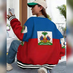 Women’s Haitian Flag Baseball Jacket Hoodie