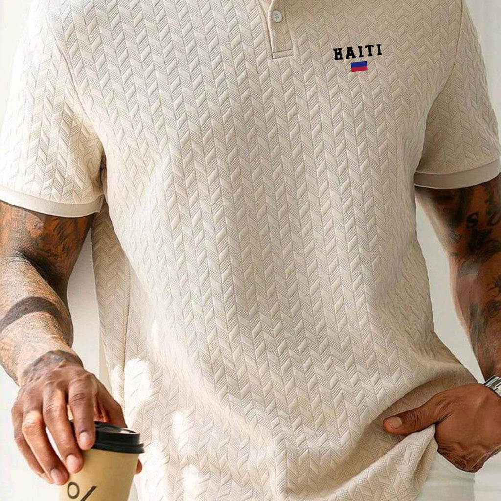Men's Slim Fit Haiti Flag Shirt – Breathable, Stretchy & Casual