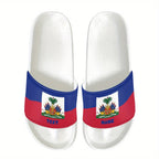 Haiti Flag Design Slippers, Casual Vacation Style