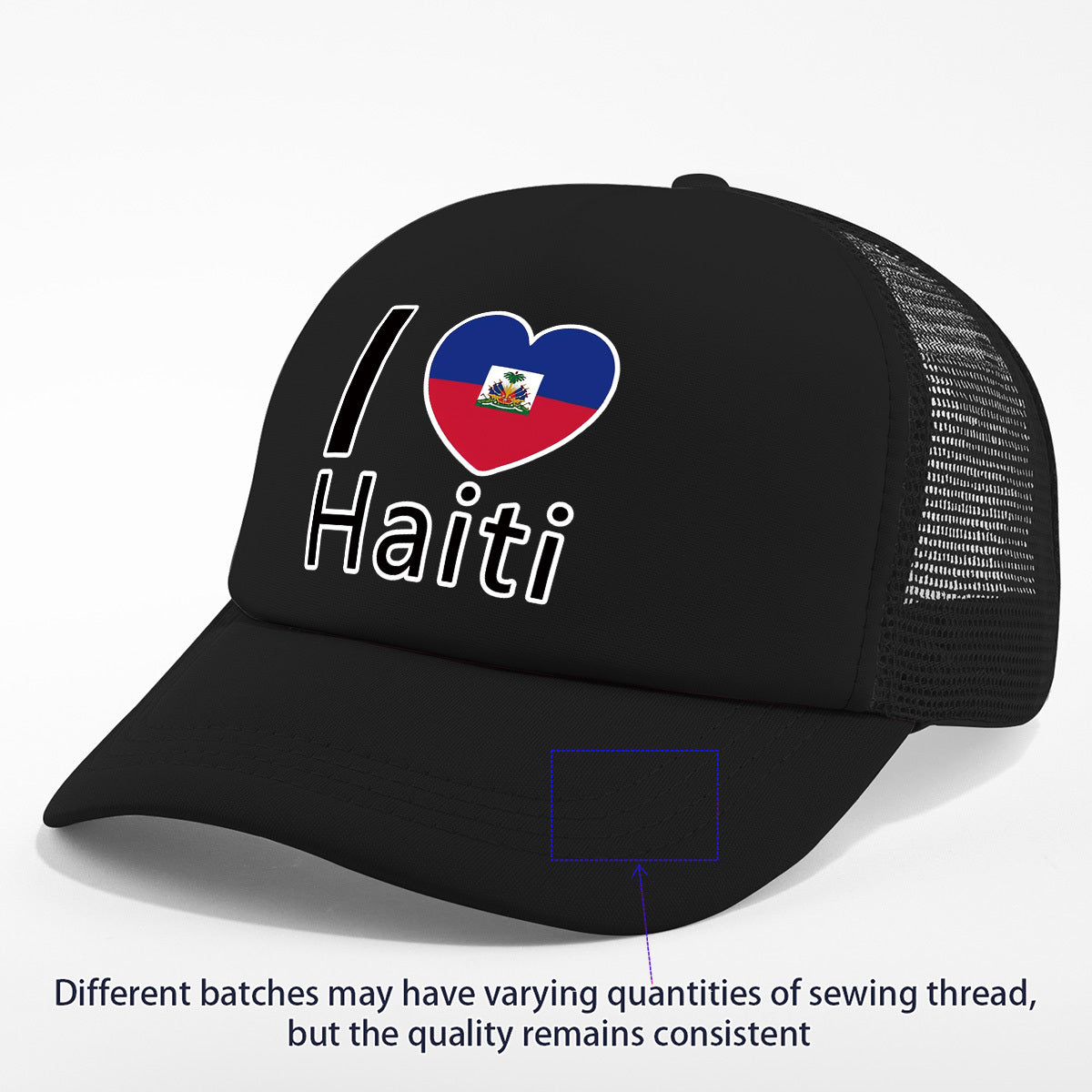 Show your pride in style with the “I Love Haiti” Patriotic Trucker