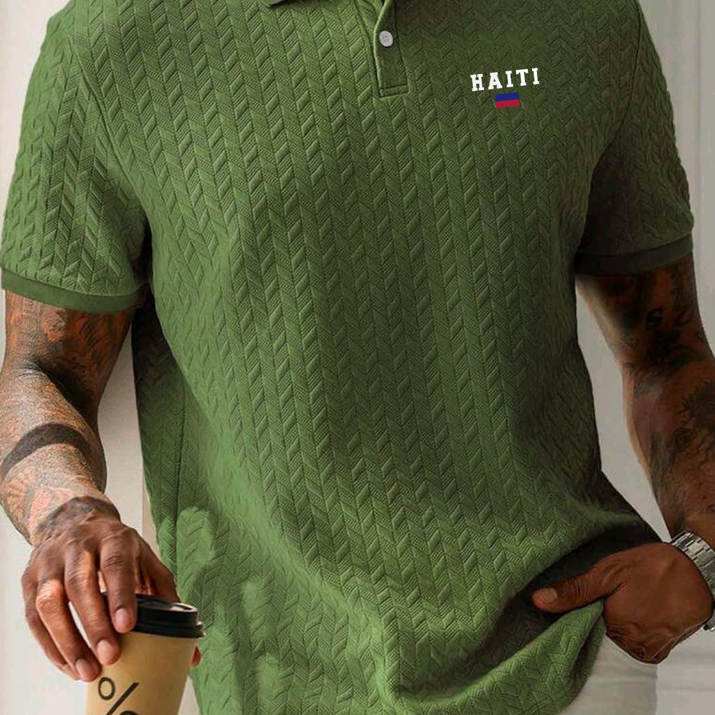 Men's Slim Fit Haiti Flag Shirt – Breathable, Stretchy & Casual